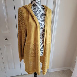 Mustard Hooded Sweater Cardigan